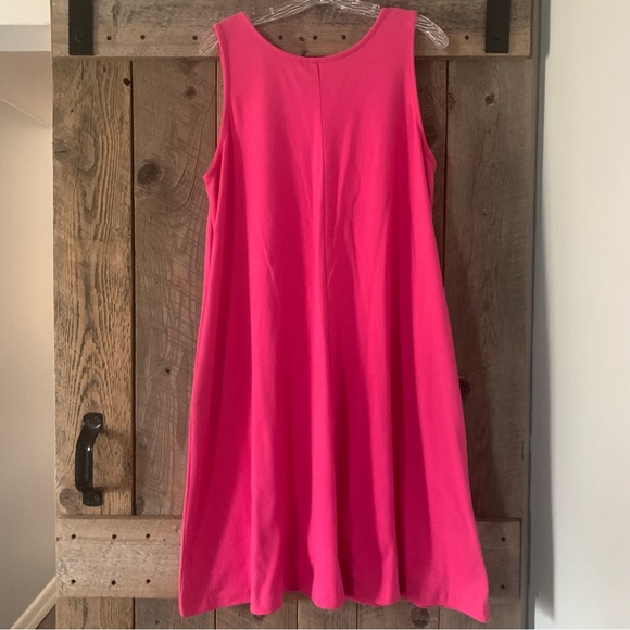 Women’s M THE VERMONT COUNTRY STORE Hot Pink Cotton Tank Below Knee Dress DEFECT - Picture 7 of 11